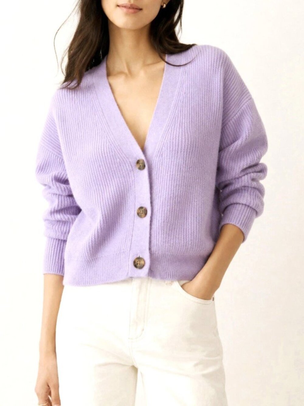 New J.Crew Alpaca Wool Blend V-Neck Cardigan Lavender Purple Small